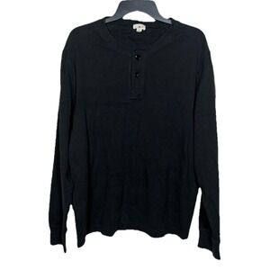 J. Crew Oarsman Black Henley Long Sleeve Shirt Size Large Basics Casual Classic